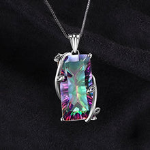Load image into Gallery viewer, JewelryPalace Huge Gemstones Birthstone Necklace 16ct Natural Rainbow Quartz Statement Necklace For Women 925 Sterling Silver Pendant Necklace 18 Inches Box Chain