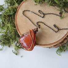 Load image into Gallery viewer, Designs by Nature Gems Handmade Men’s Fire Red Agate Necklace 24 Inch Chain Antique Bronze, January & September Birthstone