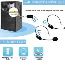 Load image into Gallery viewer, Wireless Microphone System for 2 People, 2.4G Dual Wireless Headset Mics Ideal for Speakers, Voice Amplifier, PA System, Teacher, Tour Guides, Fitness Instructor