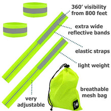 Load image into Gallery viewer, Reflective Vest with Reflective Bands - Reflective Running Gear for Men and Women for Night Running, Biking, Walking. Reflective Running Vest, Safety Straps, Reflector Strips (Green Vest + 4 Bands)