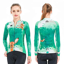 Load image into Gallery viewer, Mysenlan Women's Cycling Long Sleeve Breathable Jersey Set 3D Padded Long Pants Bike Shirt Bicycle Tights Clothing Green X-Large