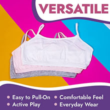Load image into Gallery viewer, Popular Cotton Girls Training Bra - Crop Cami Training Bras for Girls w Adjustable Straps. Bra Pack 5 PK Pnk Tie Dye XL