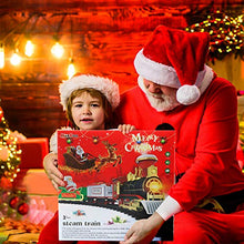 Load image into Gallery viewer, Hot Bee Christmas Toy Train Set, Electric Steam Train Toy w/ Smoke, Lights & Sounds Railway Tracks Kits for Under The Tree Gifts for 3 4 5 6 7 8+ Year Old Boys & Kids