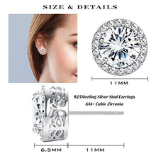 Load image into Gallery viewer, Thunaraz 925 Sterling Silver Stud Earrings For Women Tree Of The Life Stud Earrings Women Halo Diamond Earrings