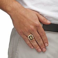 Load image into Gallery viewer, Seta Jewelry Men's 14K Yellow Gold Plated Rectangular Shaped Natural Black Onyx Praying Hands Ring