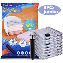 Load image into Gallery viewer, 8 Jumbo Clothing Storage Bags Vacuum (40"x30") Space Sealer Bags Saver for Comforters Clothes Blankets Travel & Home 80% More Space Saver Hand Pump Included