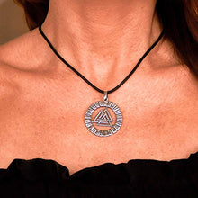Load image into Gallery viewer, Valknut Pendant Necklace Sterling Silver Triangle Odin Knot in Runic Circle Mens Viking Norse Celtic Jewelry for Men Women Nordic Rune Amulet Talisman Handmade