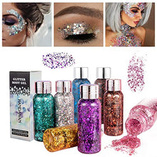 Load image into Gallery viewer, GL-Turelifes Mermaid Sequins Chunky Glitter Liquid Eyeshadow Glitter Body Gel Festival Glitter Cosmetic Face Hair Nails Makeup Long Lasting Sparkling 30g (06# Purple)