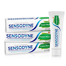 Load image into Gallery viewer, Sensodyne Fresh Mint Sensitive Toothpaste, Cavity Prevention and Sensitive Teeth Treatment - 4 Ounces (Pack of 3)