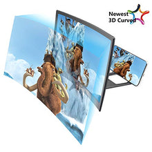 Load image into Gallery viewer, Anti-Blue-Light 3D Curve Screen Magnifier, 12" HD Expander Amplifier Projector for Video, Movie, Game, Foldable Phone Stand Screen Enlarger, Compatible All Smartphones