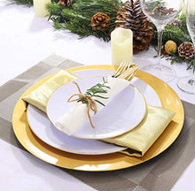Load image into Gallery viewer, NERVURE 100Pieces White with Gold Rim Plastic Plates- 7.5inch Disposable Gold Salad/Dessert Plates-Ideal for Weddings& Parties