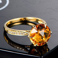 Load image into Gallery viewer, Wedding Engagement Solid 14K Yellow Gold Natural Citrine Gemstone Diamond Ring Finger Sizes 4 to 13 for Women