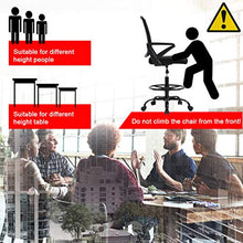 Load image into Gallery viewer, Drafting Chair Tall Office Chair Ergonomic Desk Chair Adjustable Height with Lumbar Support Arms Footrest Mid Back Drafting Stool Swivel Rolling Mesh Computer Chair for Women Adults(Black)
