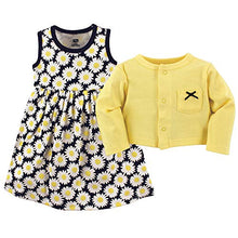 Load image into Gallery viewer, Hudson Baby Girls' Cotton Dress and Cardigan Set, Daisy, 18-24 Months