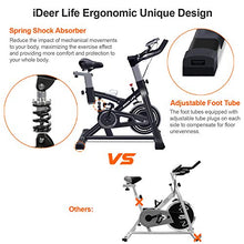 Load image into Gallery viewer, IDEER LIFE Indoor Cycling Bike Stationary Exercise Bike for Home Cardio Workout Smooth Belt Drive with Hand Pulse Sensor/LCD Display/Tablet Mount/Comfortable Seat Cushion(Black09060)