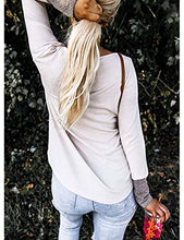 Load image into Gallery viewer, MEROKEETY Womens Long Sleeve Shirts Chevron Print Patchwork Pockets Casual Pullover Tops, A-White, M