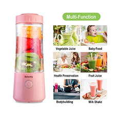 Load image into Gallery viewer, Solucky Portable Personal Blender,Fast Mixer for Smoothie, Fruit Juicer, DIY Milk Shakes, 400ml, Six 3D Blades for Great Mixing(Pink)