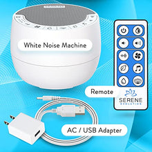 Load image into Gallery viewer, Serene Evolution White Noise Machine for Sleeping Adult or Baby with 70 Sounds | White Noise Machine for Office Privacy & Noise Cancelling | Sleep Sound Machine for Adults | Fan, Ocean, Rain Sounds
