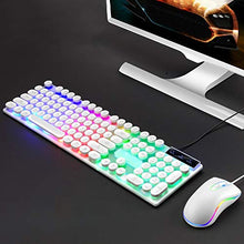 Load image into Gallery viewer, LINASHI Keyboard Mouse Combo, Stylish Wired LED Backlight Mechanical Keyboard Mouse Set Computers Laptops White One Size