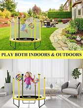 Load image into Gallery viewer, LANGXUN 60" Trampoline for Kids - 5ft Outdoor & Indoor Mini Toddler Trampoline with Net, Basketball Hoop, Birthday Gifts for Kids, Gifts for Boys & Girls, Baby Toddler Trampoline Toys, Age 1-7