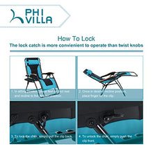 Load image into Gallery viewer, PHI VILLA Oversize XL Padded Zero Gravity Lounge Chair Wide Armrest Adjustable Recliner with Cup Holder, Support 350 LBS (Aqua)