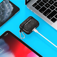 Load image into Gallery viewer, TALK WORKS AirPods Pro Case Cover with Keychain - Protective Hard Silicone Skin for AirPods Keychain Case Clip Carabiner Wireless Charging Compatible with Apple AirPod Pro Carrying Case 2019 - Black