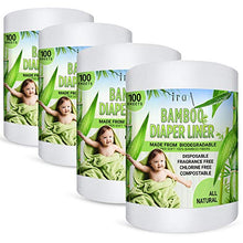 Load image into Gallery viewer, Disposable Cloth Diaper Bamboo Liners – 4 Rolls, Fragrance Free & Chlorine Free, Compostable, Dye Free Flushable Biodegradable Viscose Bamboo Liners for Cloth Diaper 100 Each Sheets for 4 Rolls