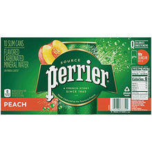 Load image into Gallery viewer, Perrier Peach Flavored Carbonated Mineral Water, 8.45 fl oz. Slim Cans (10 Pack)