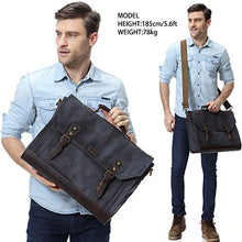 Load image into Gallery viewer, 17 inch Laptop Messenger Bag,Vaschy Vintage Waxed Canvas Leather Water Resistant Mens Satchel Briefcase Bag Business Shoulder Bag Gray