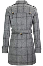 Load image into Gallery viewer, Wantdo Women's Plaid Coat Winter Long Double Breasted Warm Peacoat with Belt Plaid M