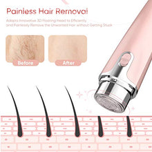Load image into Gallery viewer, Facial Hair Removal, Painless Hair Remover Shaver, Women's Electric Shaver Razor for Peach Fuzz Chin Cheek Upper Lip with 1 Extra Replacement Razor