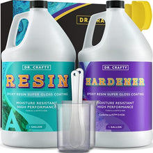 Load image into Gallery viewer, DR CRAFTY Clear Epoxy Resin - Deep Pour Epoxy Casting Resin Kit - Clear Epoxy Resin for Resin Molds, Table Top, Art Resin, Craft, Jewelry Casting, DIY, Tumblers & Wood - 2 Gallon, 2 Part Resin Kit