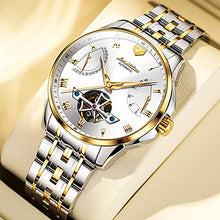 Load image into Gallery viewer, Men's Automatic Watch Skeleton Tourbillon Stainless Steel Mechanical Watch Waterproof Luminous with Date Sapphire Crystal