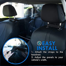 Load image into Gallery viewer, Kleantoolz Adjustable Plexiglass Car Sneeze Guard Barrier - Partition *IMPROVED For Most Vehicles, Shield For Rideshare Driver, Passengers - Microfiber Cloth, 2 Rating Cards, 2 Mask Stickers