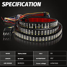 Load image into Gallery viewer, Truck Tailgate Light Bar 60” Triple Row 504 LED Strip with White Reverse Red Brake Amber Sequential Turn Signal Light Running Lamp for SUV Van - Trailer Strobe Taillight 2935 SMD LED Chips Waterproof