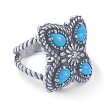 Load image into Gallery viewer, American West Sterling Silver Sleeping Beauty Turquoise Gemstone Butterfly Concho Ring Size 5