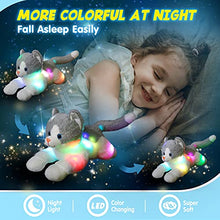 Load image into Gallery viewer, Houwsbaby Light up Kitty Stuffed Animal Cat Floppy LED Plush Toy Kitten Night Lights Glow Pillow Birthday Gifts for Kids Toddler Girls, Gary, 15''