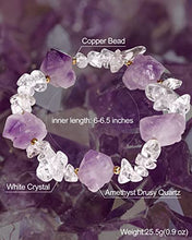 Load image into Gallery viewer, XHUUU Raw Amethyst Bracelet for Women Drusy-Quartz Crystals and Healing Stones Meditation Balance Elastic