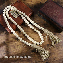 Load image into Gallery viewer, LIOOBO Wood Bead Garland Farmhouse Rustic Country Beads Holiday Decoration Wall Hanging Prayer Beads