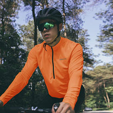 Load image into Gallery viewer, Spotti Men's Cycling Bike Jersey Long Sleeve with 3 Rear Pockets - Moisture Wicking, Breathable, Quick Dry Biking Shirt (Orange, Chest 42-44" - XL)