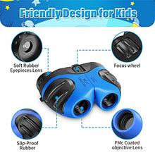 Load image into Gallery viewer, Perfect Binoculars for Kids, VNVDFLM Compact Waterproof Binoculars for Teens Boys Girls Birthday, Outdoor Telescope Toys for Boys Age 3-12 to Bird Watching & Explore Nature(Blue)