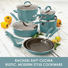 Load image into Gallery viewer, Rachael Ray Cucina Nonstick Cookware Pots and Pans Set, 12 Piece, Agave Blue