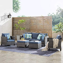 Load image into Gallery viewer, ovios Patio furnitue, Outdoor Furniture Sets,Morden Wicker Patio Furniture sectional with Table and Pillow,Backyard,Pool (Grey-Denim Blue)