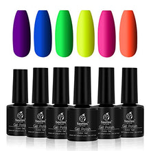 Load image into Gallery viewer, Beetles Neon Gel Nail Polish Set, Neon Orange Hot Pink Blue Yellow Green Purple 6 Colors Soak Off LED Gel Nail Kit, 7.3ml Each Bottle