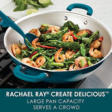 Load image into Gallery viewer, Rachael Ray Create Delicious Nonstick Wok/Stir Fry Pan/Wok Pan - 14.25 Inch, Teal Blue Shimmer