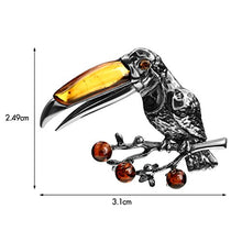 Load image into Gallery viewer, Ian and Valeri Co. Multicolor Amber Sterling Silver Tucan Bird Pendant