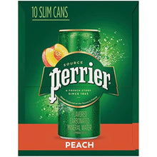 Load image into Gallery viewer, Perrier Peach Flavored Carbonated Mineral Water, 8.45 fl oz. Slim Cans (10 Pack)
