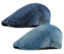 Load image into Gallery viewer, Qunson Mens Denim Cotton Newsboy Cap Ivy Gatsby Driving Hunting Cabbie Hats
