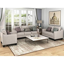 Load image into Gallery viewer, 3 Piece Sectional Sofa Set Couch Sets for Living Room with Sofa Loveseat Armchair, Living Room Furniture Sofa Set with nailhead 3 Seats Loveseat Single Chair Sectional Set 3PCS Living Room Set (Beige)