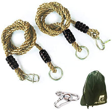 Load image into Gallery viewer, Tree Swing Ropes Hammock Chair Straps Hanging Kit with 2 Carabiners for Replacement, Adjustment or Extension - 6ft & Holds to 600lbs, Perfect for Children Swing, Outdoor Hammock and Hanging Chair
